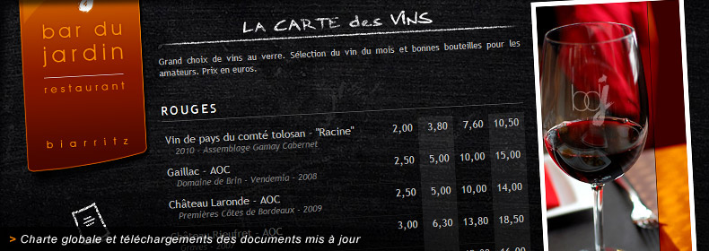 Habillage graphique du site internet du Bar du Jardin