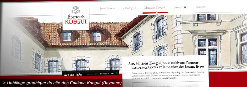 Habillage graphique du site internet des éditions Koegui