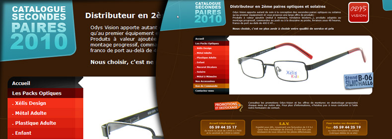 Page d'accueil du catalogue en ligne Odys Vision