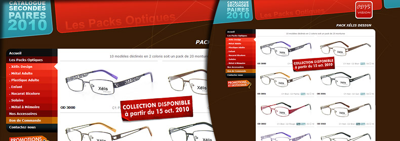 Page du pack Xélis Design du catalogue en ligne Odys Vision